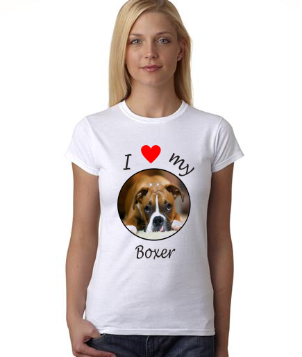 Dogs - I Heart My Boxer on Womans Shirt